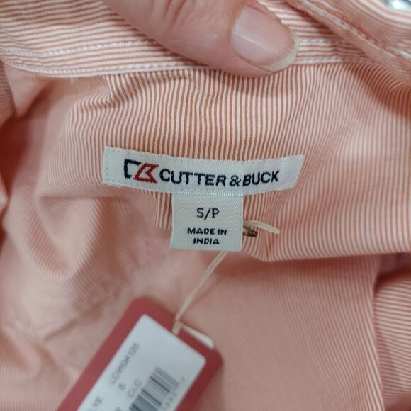 Cutter & Buck NWT Women's Orange striped S Long Sleeve Button Down - Picture 7 of 11